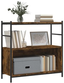 füstös tölgy szerelt fa és vas könyvespolc 80 x 30 x 78,5 cm