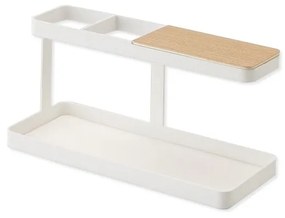 Tower Desk Bar fehér multifunkciós állvány bükkfa részletekkel - YAMAZAKI