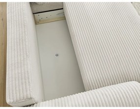 Krémszínű kordbársony kinyitható sarokkanapé (jobb oldali) Lucien – Bobochic Paris