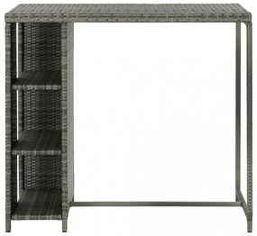 szürke polyrattan bárasztal tárolópolccal 120 x 60 x 110 cm