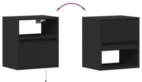 2 db fekete fali TV-szekrény LED-világítással 41x31x45 cm