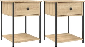 vidaXL 2 db sonoma tölgy színű szerelt fa éjjeliszekrény 44x45x58 cm
