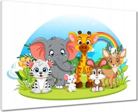 Vászonkép 70x50 Bájos állatkák a gyerekszobába