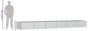 ezüstszínű horganyzott acél kerti magaságyás 480 x 80 x 45 cm