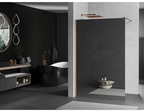 Mexen Kioto, Walk-In zuhany paraván 90 x 200 cm, 8 mm tükörmintás üveg, réz matt profil, 800-090-101-65-50