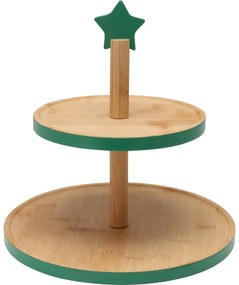 Bambuszos süteményes tálca 2 emeletes, zöld