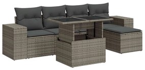 6 részes szürke polyrattan kerti ülőgarnitúra párnákkal