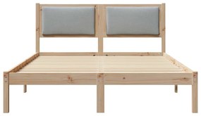 vidaXL Ágykeret fejtámlával Világosszürke 135 x 190 cm Tömör fenyőfa
