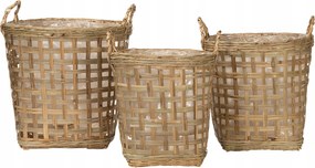 3 db Bambusz Kosár Alakú Virágtartó boho stílus Természetes