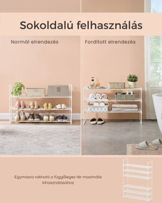 TORINO cipőtartó állvány, 3 polcos, 0x92x55cm, fehér SongmicsHome