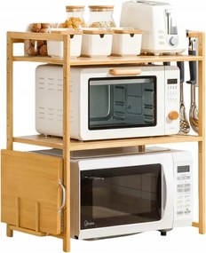 Mikrohullámú Sütő Polc Konyhai állvány Bambusz Fa Fűszertartó