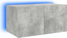 vidaXL betonszürke falra szerelhető TV-szekrény LED-del 60x35x31 cm