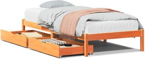 vidaXL viaszbarna tömör fenyőfa ágy matrac nélkül 75 x 190 cm