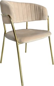 Design étkezőszék, bézs Velvet szövet/gold króm arany, DASMIN NEW TYP 1