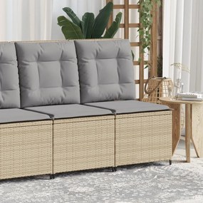 bézs polyrattan dönthető kerti kanapé párnákkal
