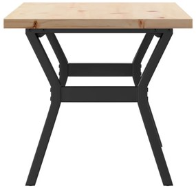 tömör fenyőfa és öntöttvas Y-vázú dohányzóasztal 100x50x45,5 cm