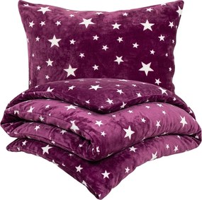 4Home Stars violet mikroflanel ágyneműhuzat, 140 x 200 cm, 70 x 90 cm, 140 x 200 cm, 70 x 90 cm