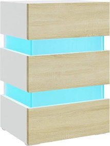 vidaXL fehér szerelt fa LED-es éjjeliszekrény 45 x 35 x 67 cm