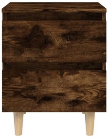 Füstös tölgy színű éjjeliszekrény tömör falábakkal 40x35x50 cm