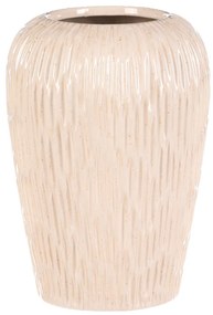 Kerámia váza lekerekített, fehér-bézs, 17 x 17 x25 cm, 25 cm