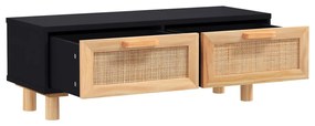Fekete szerelt fa és tömör fenyőfa dohányzóasztal 80x40x30 cm