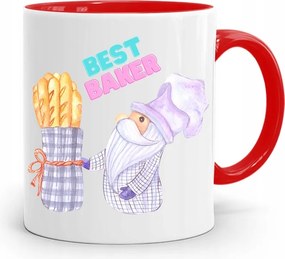 Piros Bögre Péknek Best Baker Ajándék fényképes nyomtatással