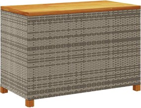 Szürke Polyrattan És Akácfa Kerti Tárolóláda 110 X 55 X 63 Cm