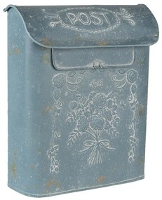 Vintage kék postaláda virág díszes