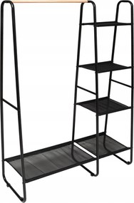 Ruhaakasztó könyvespolc Fekete Fém 101,5x150