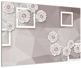 Kép bézs virágokkal (90x60 cm)
