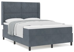 Box Spring Ágy matraccal Sötétszürke 140x190 cm Bársony