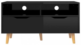 magasfényű fekete szerelt fa TV-szekrény 90 x 40 x 48,5 cm