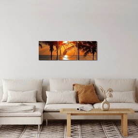 Pálmafa a naplementében képe (órával) (90x30 cm)