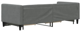 sötétszürke kihúzható szövet heverő fiókokkal 80 x 200 cm