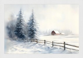 Poszter Keret Fa Tájkép Szabadtér Tél Hó Fagy Hófúvás Fák 60x40