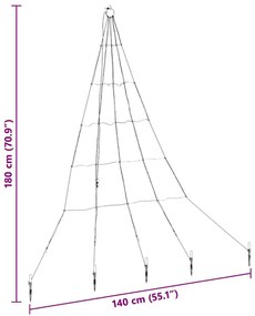 LED Karácsonyfák talajráccsal Meleg fehér 180 cm Fém
