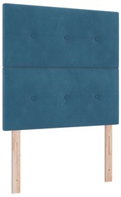 Boxspring Ágy Mattal és Pad Dark Blue 100x200 cm Velvet