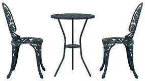 3 darabos kert Bistro szett zöld öntött alumíniumból