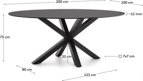 Étkezőasztal üveg asztallappal 100x200 cm Argo – Kave Home