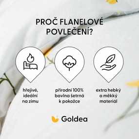 Goldea flanel ágyneműhuzat - kamilla virágok 140 x 200 és 70 x 90 cm