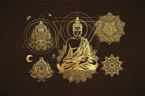 Öntapadó tapéta arany Buddha
