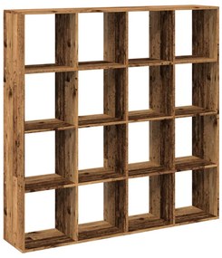 antik fa színű szerelt fa könyvszekrény 137,5 x 29 x 137,5 cm