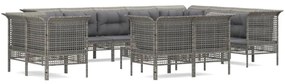 13 részes szürke polyrattan kerti ülőgarnitúra párnákkal