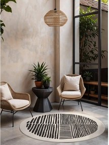 Fekete-krémszínű kerek kültéri-beltéri szőnyeg ø 160 cm Haringey Bounds – Ted Baker