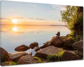 Vászonkép 100x70 Kövek fák tenger