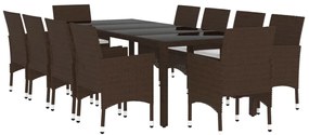 11 részes barna polyrattan kültéri étkezőgarnitúra