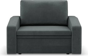 Vertico fekvőfotel, 90 cm széles, bársony, szürke