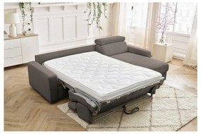 Szürkésbarna kordbársony kinyitható sarokkanapé (variálható) Monaco – Bobochic Paris