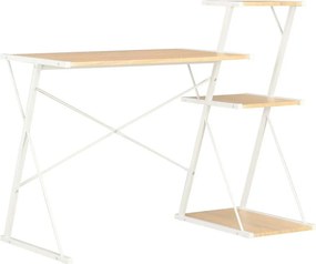 vidaXL fehér és tölgyszínű íróasztal polccal 116 x 50 x 93 cm
