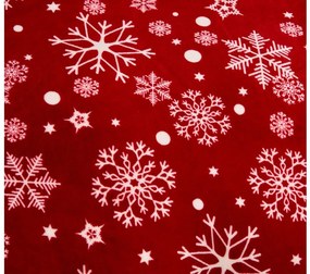 Mikroplüss ágyneműhuzat SNOWFALL piros + mikroplüss lepedő SOFT 90x200 cm fehér, egyszemélyes ágyhoz